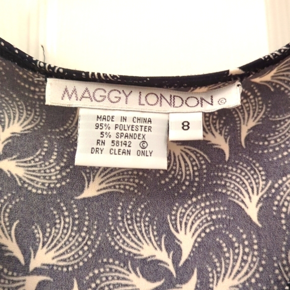 NWT Maggy London Dress 3/4 Sleeve Black and White Size 8 - Picture 2 of 6